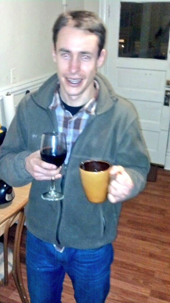 TallMrAnderson's tweet photo. @SteevesMichael double fisting Valerian root tea and wine.  Getting wild and crazy on a Saturday night http://t.co/bo2f37yl5M