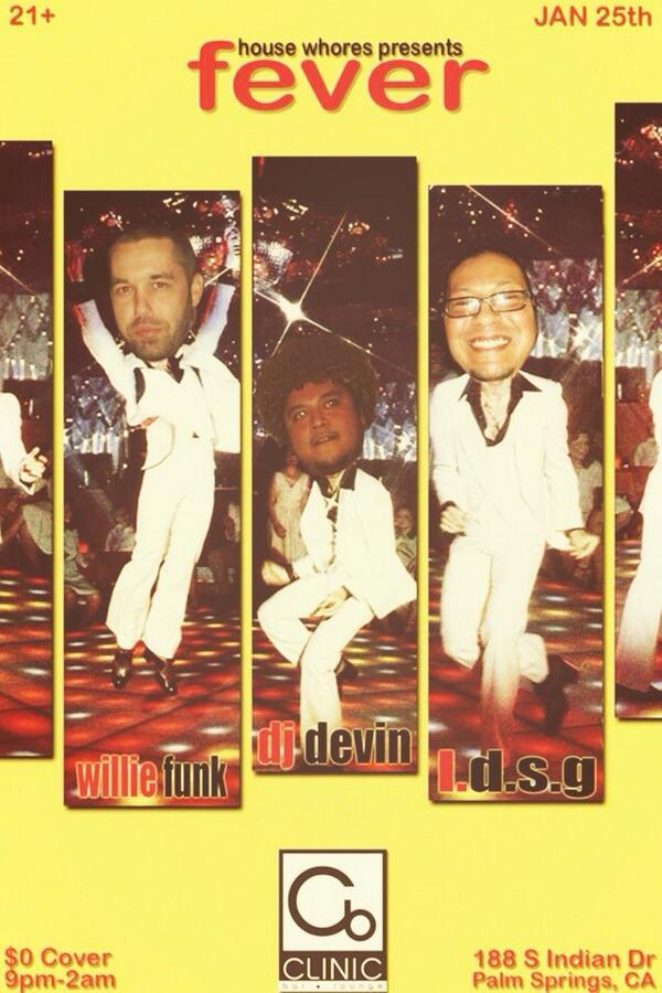 HouseWhores's tweet photo. Tonight @ClinicBarPS check out @iamDJDEVIN @djwilliefunk LDSG on the decks! Bring ur boogie shoes &amp; catch the FEVER http://t.co/az53YRTqwq