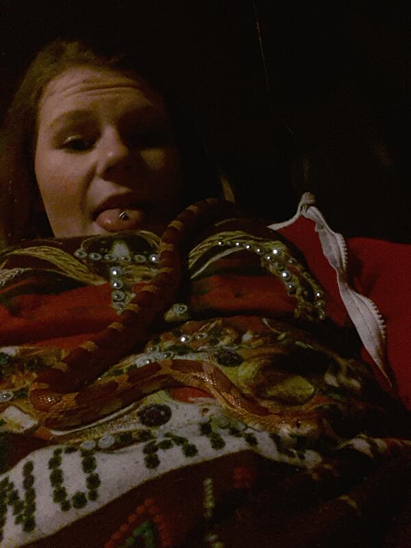 heeps97's tweet image. Selfie with the snake!! #bravemove