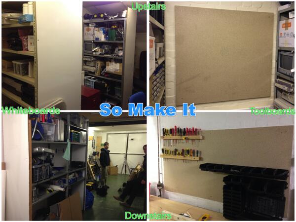 WHITEBOARD ALL THE THINGS! MT @MakeSoton Stuck whiteboards to our shelves &amp; double doors; put up start of tool-boards