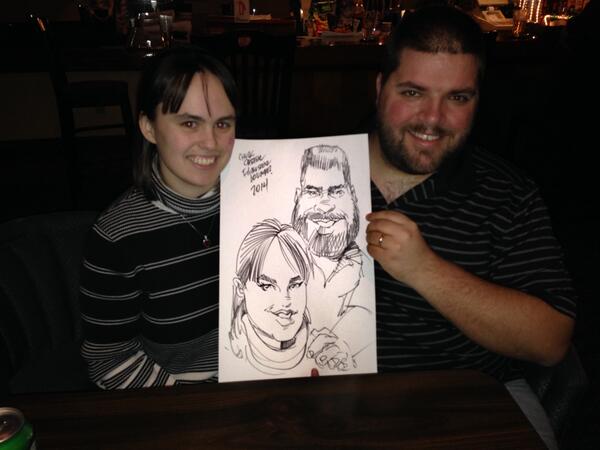 FilibusterWH's tweet image. Two more happy Caricature customers!  Only at the Filibuster Lounge every Thursday Nights - 6 to 8 PM!