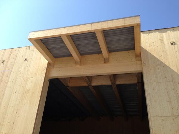 HolzBuild's tweet photo. Main entrance at PlayValue store in Ottawa. CLT and Glulam from Binderholz http://t.co/0ZRspUzH1k