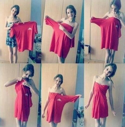 iQueidea's tweet photo. Hazte un vestido con una camiseta. http://t.co/b0aeTWIqds
