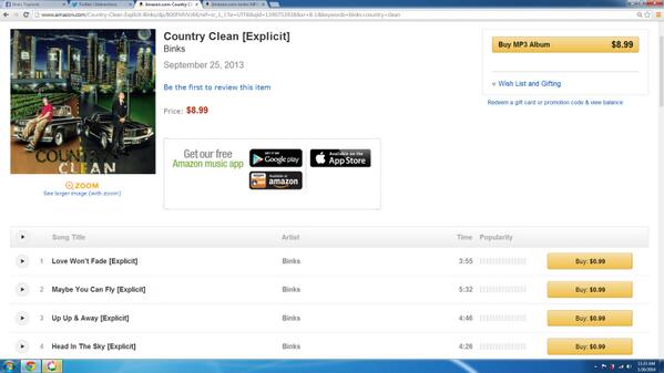 TopJoint's tweet photo. Get #Binks #CountryClean 2DAY @amazon ! #amazon #music #hiphop #atlanta #michigan #soul http://t.co/b1VXtxULM7 #fb http://t.co/bNdnwMo4n4
