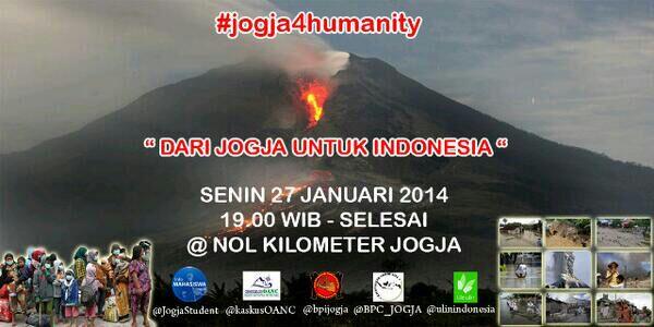 Jogjastudent's tweet photo. GABUNG yuk» #Jogja4Humanity Penggalangan Donasi untuk #SupportSinabung | HARI INI mulai 19.00 di 0 KM #Jogja » http://t.co/Z0Su3KtoNK