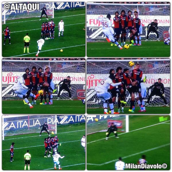 Altaqui's tweet photo. #SerieA> @ACMilan: Pictures of @FinallyMario wonder FK!

What-A-Goal!

#CagliariMilan http://t.co/ALnWgKXYWV