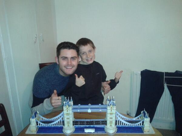 glowdell's tweet photo. Proper chuffed with me &amp; my nephew's model of Tower Bridge! Productive Sunday activity http://t.co/zIZwT071lP