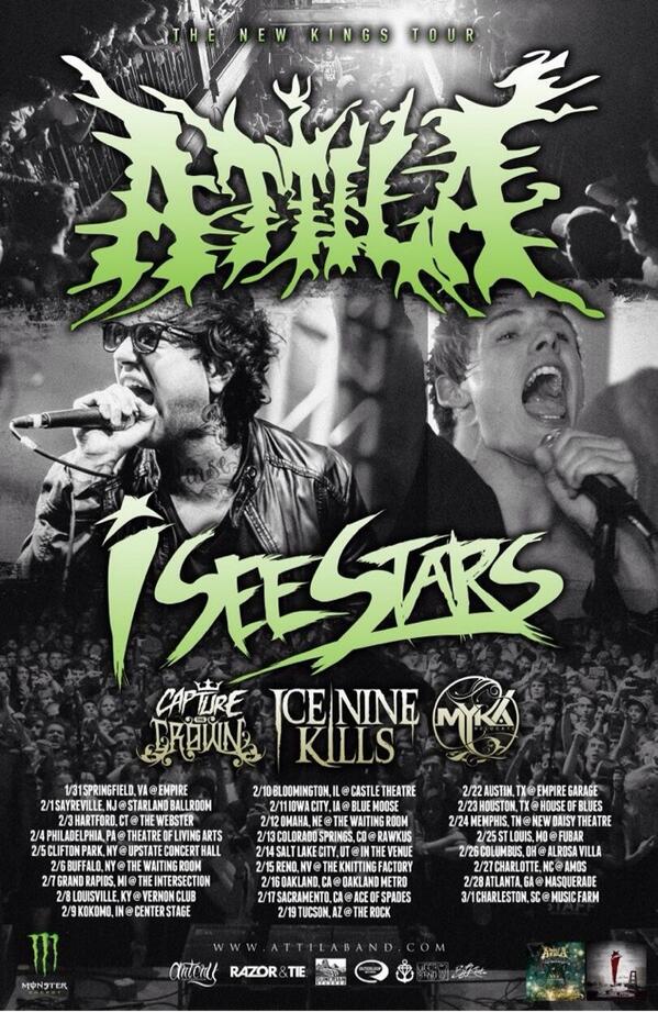 ATTILAga's tweet photo. RETWEET if you're ready for #TheNewKingsTour to start! @iseestarsmusic @capturethecrown @MykaRelocate @ICENINEKILLS http://t.co/uHU5lwugJs