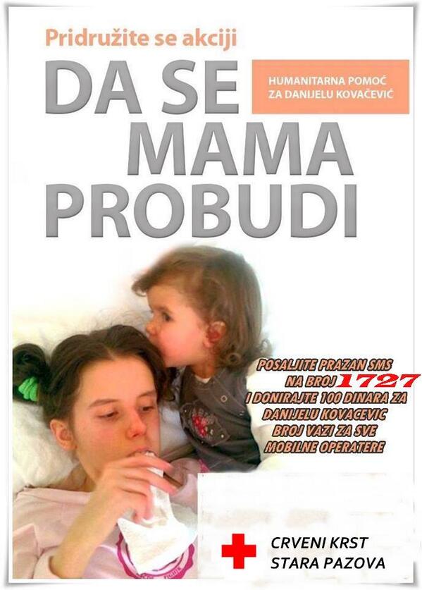 Dragance22's tweet photo. @jovanamac Molim RT- Prazan SMS na 1727 za pomoć Danijeli Kovačević http://t.co/lNSU0OlV0d