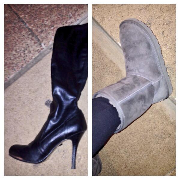 ABonTV's tweet image. Those heels tho! #tootall "@ElizabethCBS11: @Bldeeyore @KVILJulieFisk warm #Uggs &amp;amp; heels 4 later. #fashionVSfunction http://t.co/dmQOZEtCSb"