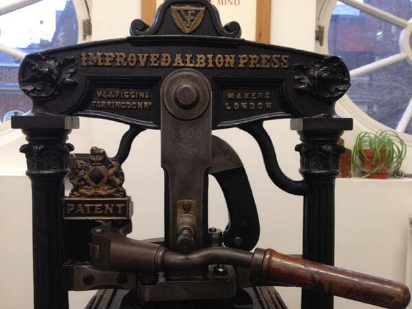 juniperpress's tweet photo. Fantastic -Albion presses arrive at Juniper Press Liverpool. http://t.co/G2TN9f5exN