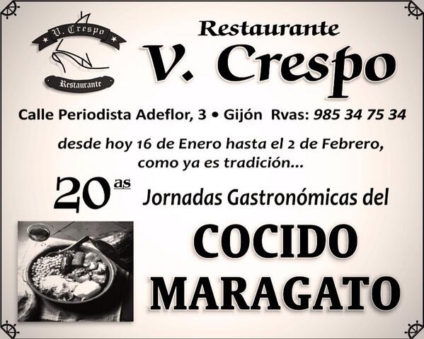 bodegasonline's tweet photo. Como cada año, disfrutando del cocido Maragato en el Rte. V.Crespo. Espectacular, como siempre. http://t.co/FBK6RmgRkN