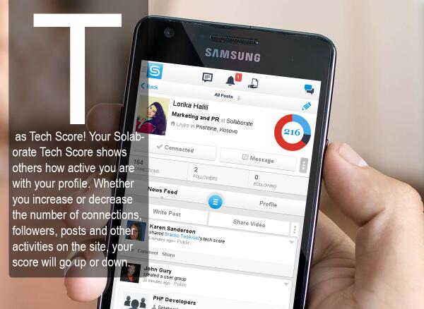 Solaborate's tweet image. “T” as #TechScore! Your @Solaborate Tech Score shows others how active you are with your #profile.