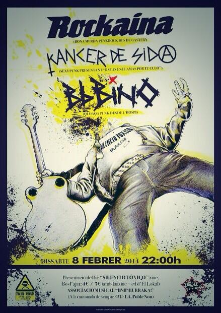 rockainarock's tweet photo. El sábado 8 de febrero estaremos tocando en Barna junto a BB BINO y CANCER DE SIDA. La noche promete en LA HURRACA!! http://t.co/2wuDZEUNDr