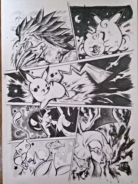 ポケモンを久しぶりにペンとインクで描いてみた!ポケモン新作欲しい!!╰(*'︶`*)╯ 