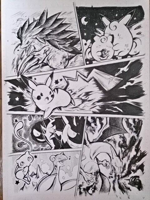 ポケモンを久しぶりにペンとインクで描いてみた!ポケモン新作欲しい!!╰(*'︶`*)╯ 