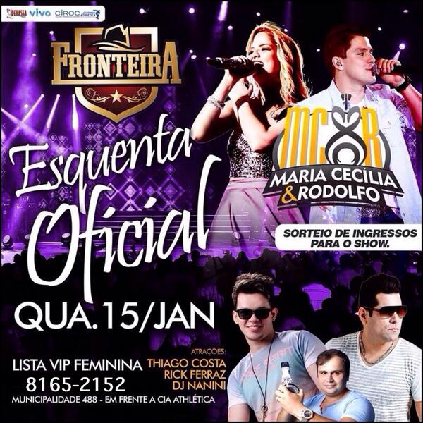 Fronteira_Belem's tweet photo. Quem ta afim de ganhar ingresso p/ show da Maria Cecília &amp; Rodolfo sexta na Fronteira Sertaneja??? http://t.co/u8898NxXBw