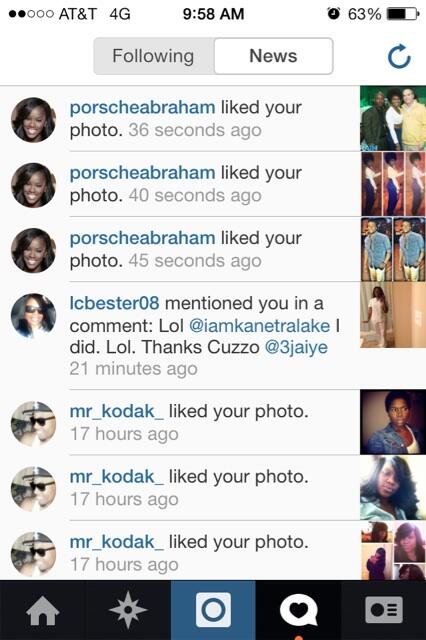 Aye but in real life y'all can't tell me shit bcuz my favorite just liked a few of my pics!!! #PorscheAbraham ahh😍