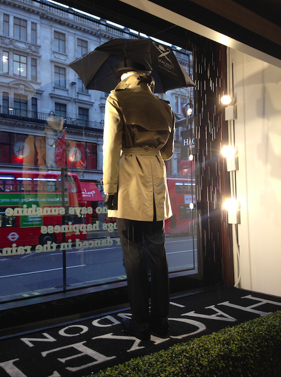 HarlequinLondon's tweet photo. A preview of @HackettLondon's exquisite #RainWindow on @RegentStreetW1 @jonathanbaker1; @retailfocus; video to follow http://t.co/jXb604CmrH