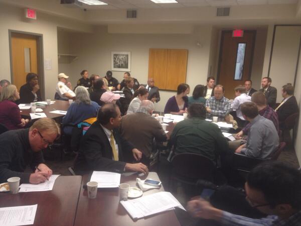 OaklandPlanning's tweet photo. Packed room at #Oakwatch mtng as Councilman @danielgilman introduces staff and plans for #Oakland. http://t.co/MxYo7gkx9T