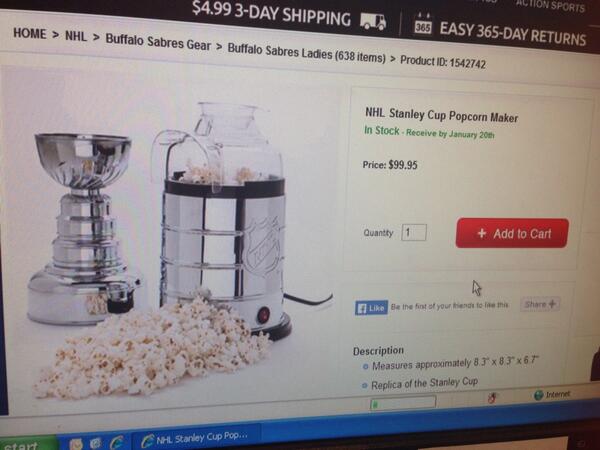 CharlieLDurden's tweet photo. Stanley Cup Popcorn Maker!!!!! Brilliant!!!! http://t.co/S8CeEvEqMd