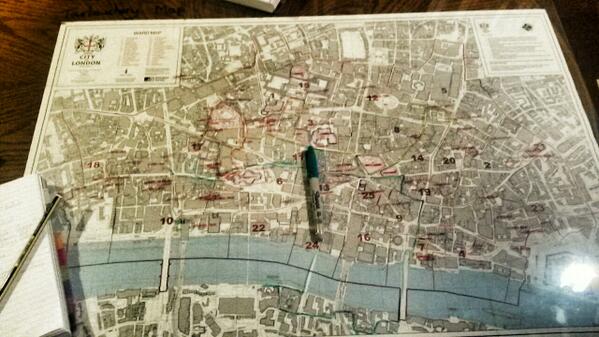 My indispensable tools! My map, a huge sheet of clear plastic and marker pens!