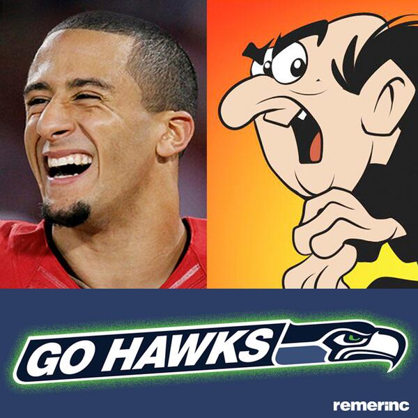 remerinc's tweet photo. @kjrmitch what do you think - look-alike? #KaepernickLooksLikeGargamel #GoHawks http://t.co/yo0y5MKSnn