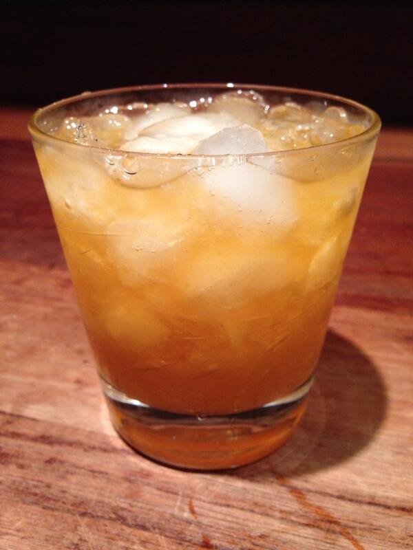 RoyalRoseME's tweet photo. What are you drinking tonight? I'm drinking this: @artintheage snap, whiskey, @hellabitter &amp; saffron syrup http://t.co/Wb8cAoX0AY