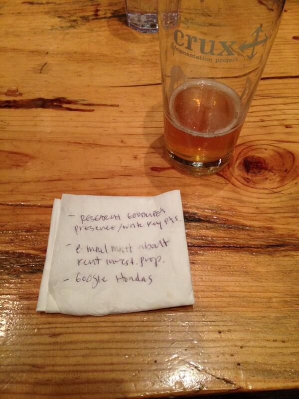 eCommerceJake's tweet image. Sometimes you plan out your day on a napkin and over a beer.
