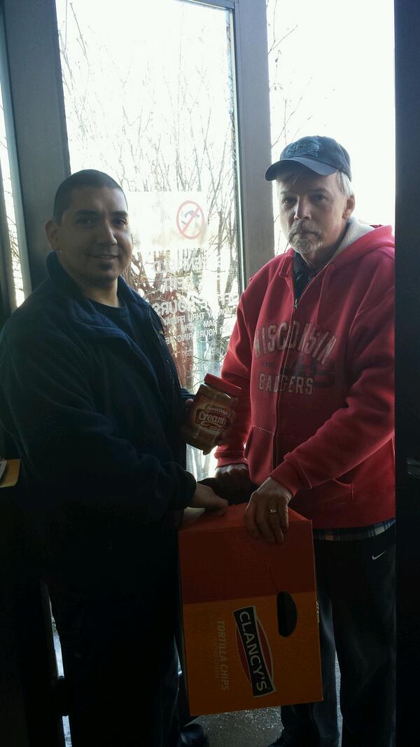 greenfieldfire's tweet image. Thanks Sir for donating several peanut butters for @hungertaskforce. Drop at any MKE Co Fire Station especially ours