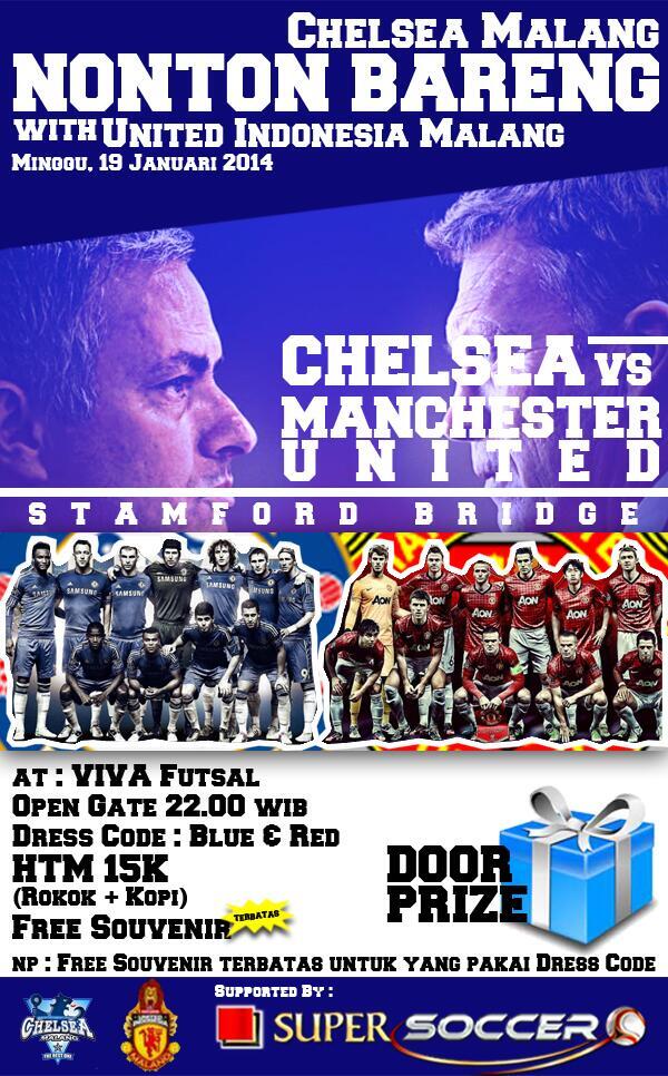 ChelseaMalang's tweet photo. Nonbar #SuperSunday | CHELSEA vs M.united | #ChelseaMalang w/ @UtdIndonesiaMLG and @supersoccer_mlg. BIRUkan! #KTBFFH http://t.co/FmbJhyL61h