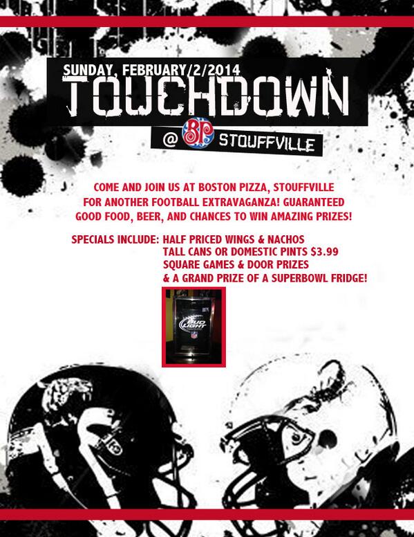 TOUCHDOWN an event you would not want to miss <a href="/StouffvilleBP/">BP Stouffville</a> !!!! Feb, 2nd 2014 SEE YOU THERE #superbowl #NFL