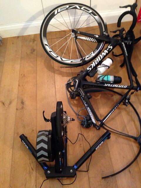 MFranchitti's tweet image. Never thought I'd fall off my bike inside! Derailleur hanger snapped, here's where I ended up...