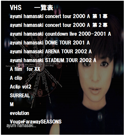 Ayu_Release's tweet photo. VHS一覧表です。
wordで作成しました。
VHS＝videoです。DVDの前の横長い物です。 https://t.co/kug0IJ4C4y #Arelease