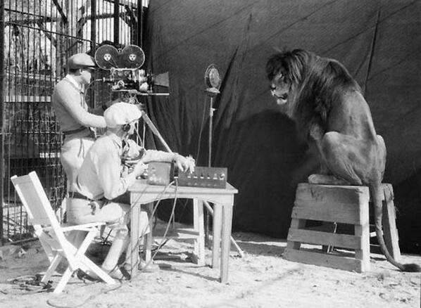 HistoryInPics's tweet photo. The recording of the MGM Lion, 1929 http://t.co/2d3CWCxcbi