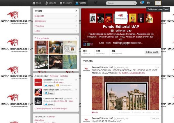 f_editorial_uap's tweet photo. Ahora nos pueden seguir en Twitter como @f_editorial_uap http://t.co/BiSmyU0TqT