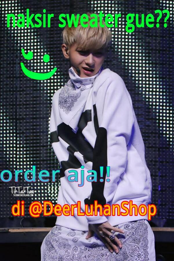 rapperhuang's tweet photo. Tampangnya lawak "wmshjmin: @rapperhuang Cuma @DeerLuhanShop yg jual EXO Sweater SBS high quality&amp;gak pake nipu! http://t.co/V6VCU7h31i"