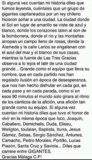 Malaguistas12's tweet photo. Si alguna vez cuentan mi historia diles que fuimos leyenda... http://t.co/AqKzgwCcRd