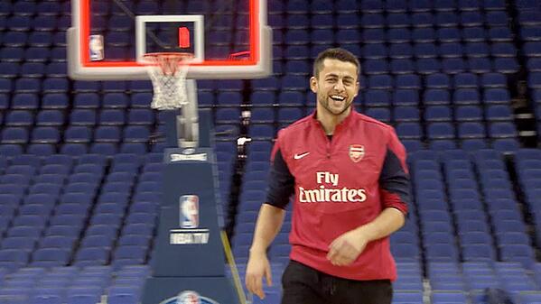 Arsenal's tweet photo. VIDEO: Watch @Podolski10 and Fabianski shoot hoops with the Brooklyn Nets! http://t.co/CJVcPRiUSH @NBAUK #NBALONDON http://t.co/RYj9k5R3vi
