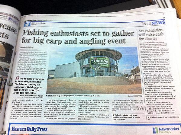 AnglingShow's tweet image. Did any of you catch the British Carp &amp;amp; @AnglingShow write-up in this Mondays @EDP24 &amp;amp; @EveningNews newspapers?