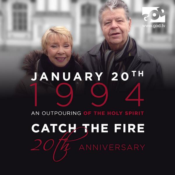 GODTV's tweet photo. Watch the 20th anniversary of :@catchthefire on GOD TV next Tuesday. Times @ http://t.co/HcR6qnQKcW  #revivalfirefall http://t.co/2ZlR7Iid5Y