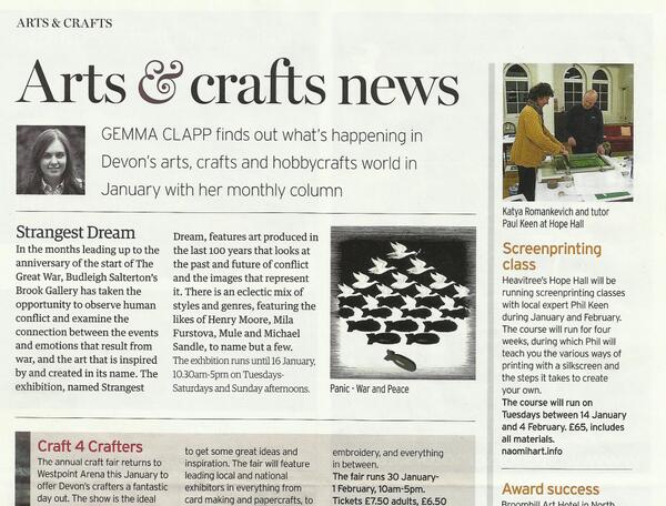 Article in this month's Devon Life. Next class starts 11th February!