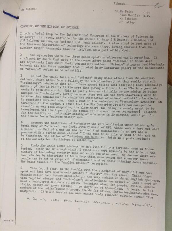 .<a href="/jon_agar/">Jon Agar</a> has discovered some interesting reports on #ichstm's UK predecessor, the 1977 Edinburgh Congress: