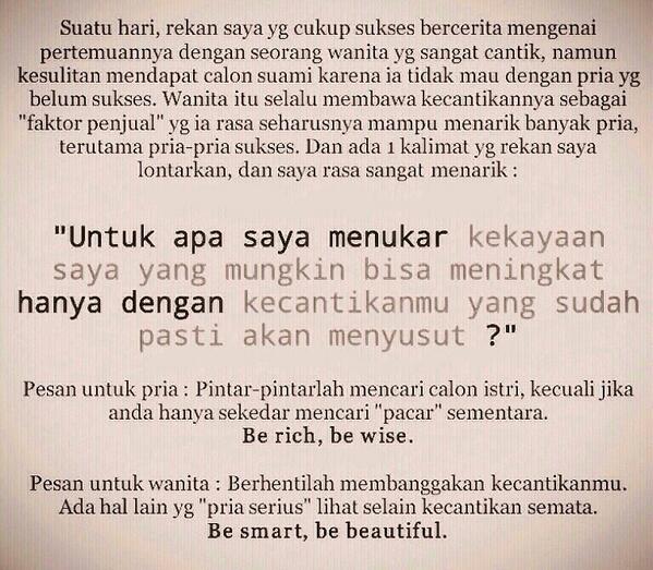 disimak, dibaca dan di ingat ya para wanita.