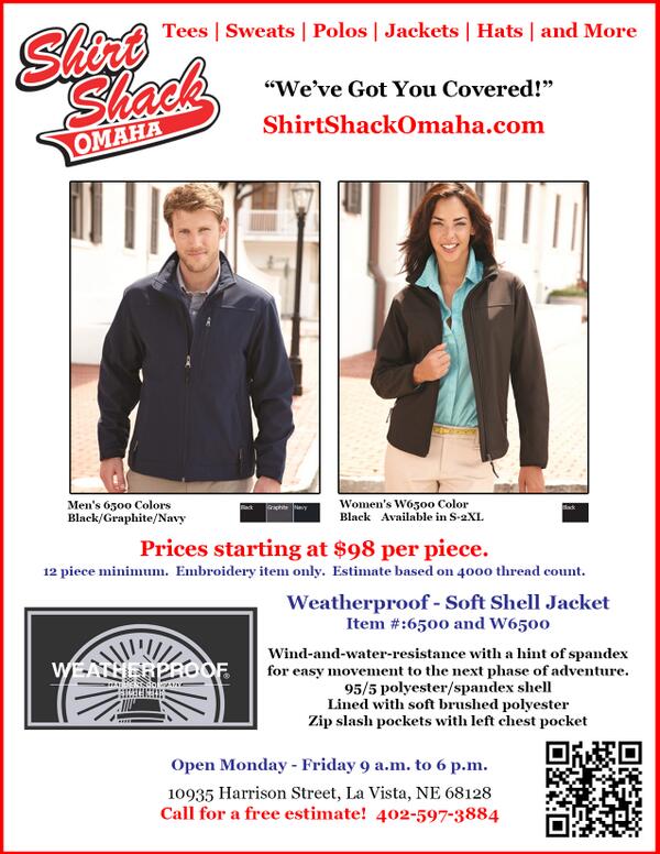 Weatherproof brand jackets starting at $98 per piece with 4,000 thread count design.  12 piece minimum order!