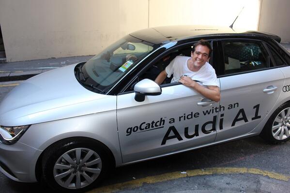GoCatchApp's tweet photo. Free rides in an #Audi A1 offered at random to #Sydney passengers until Jan 26! #goCatchAudi http://t.co/O3DwhCpMxx
