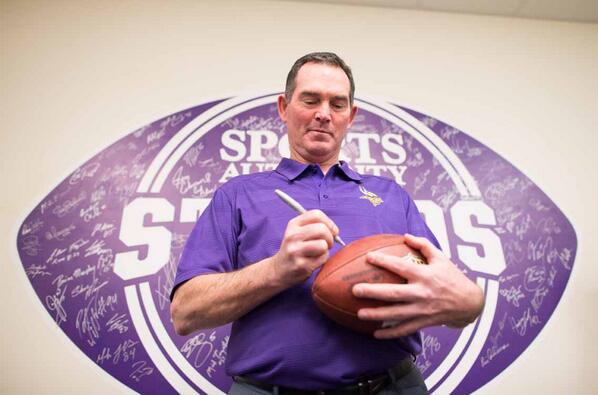 The first Vikings football autographed by Head Coach Mike Zimmer.

RT TO WIN IT.