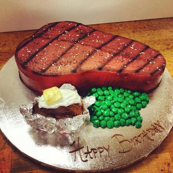 Rickk's tweet photo. Cool Steak Cake by the #MilfordBakery http://t.co/cSzWVFQGrj