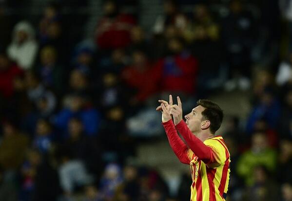 PhotoFCB's tweet image. Messi dedicated his goal to his grandmother @barcastuff
