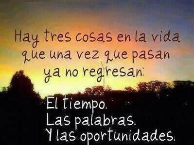 Tres cosas en la vida que nunca regresan.